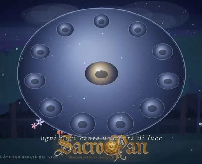 L'handpan virtuale di SacroPan: un cerchio di note sotto il cielo notturno